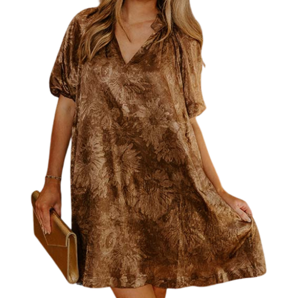 Umgee Champagne Chic Floral Satin Mini Dress Large - NWT